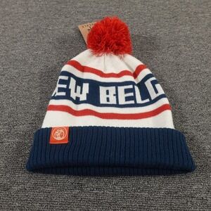 Locale New Belgium Hat Beanie Fitted Unisex One Size Red White Blue Knit Pom